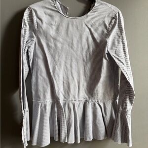 THEORY Striped Peplum Top Small